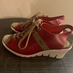 Fly London lace up wedge sandals